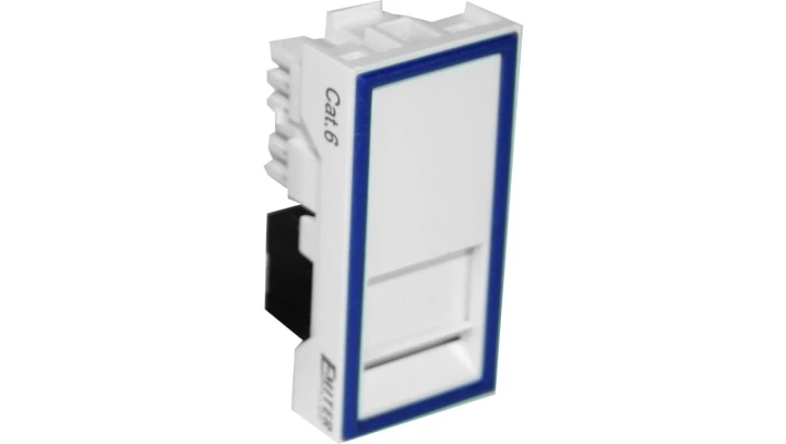 Gniazdo UTP RJ 45 kat. 6 z adapterem 1-modułowe, białe, niskie, 22,5x45x23mm, 45x45, DCN/TS-868K-8-C6