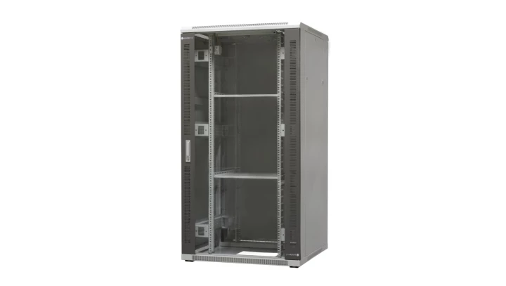 Szafa ramowa stojąca EmiterNet Top, 32U, wym. 800X800x1540 (szer. x gł. x wys. mm), drzwi blacha/szkło w komplecie panel 2 wenty