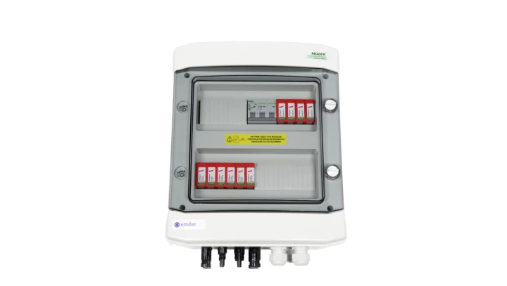 Rozdzielnica przył. DCAC herm. EMITER z ogranicznikiem przepięć DC Dehn 1000V typu 2, 2 x łańcuch PV, 2 x MPPT, EM-117_DCAC