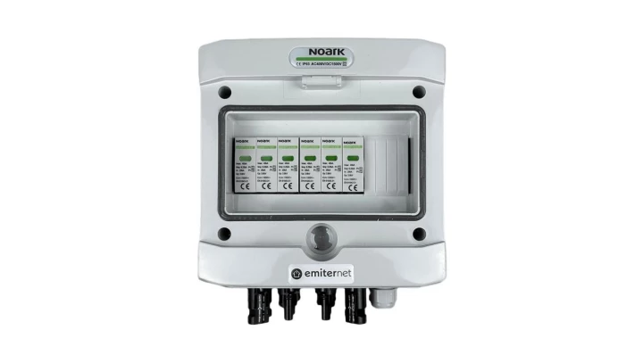 Rozdzielnica przył. DC hermetyczna IP65 EMITER z ogranicznikiem przepięć DC Noark 1000V typu 1+2, 2x łańcuch PV, 2x MPPT
