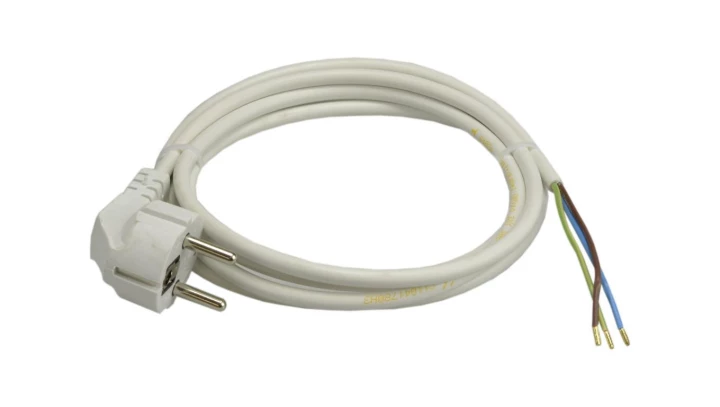 Przewód przyłączeniowy z wtyczką WJ-22 z/u Uni-Schuko 1,5m H03VVF 3x1,5 biały