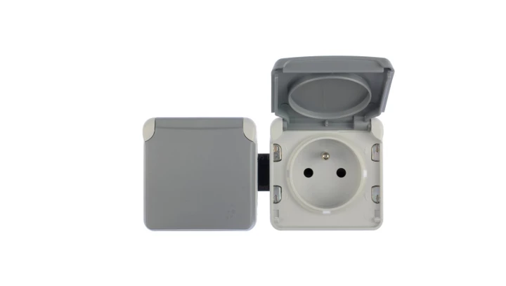 PLEXO55 Gniazdo podwójne poziome z/u 16A szare 069562