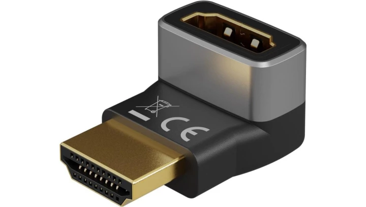Adapter HDMI™ kątowy 90 pionowy, 8K @ 60 Hz, pozłacany 72009