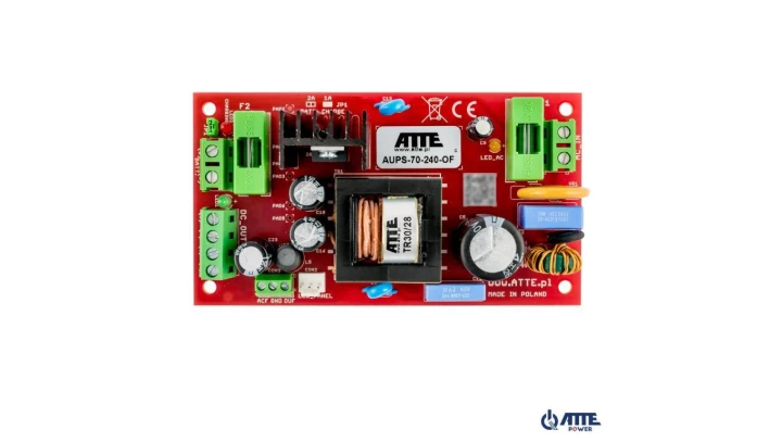 Zasilacz buforowy SMPS, Vin 230VAC, Vout 24VDC, Iout 3A, Pout 72W, moduł do zabudowy, typu AUPS-70-240-OF