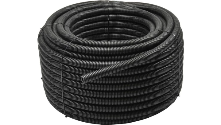 Rura karbowana elektroinstalacyjna RKGS 16/10,7mm giętka samogasnąca peszel z pilotem 750N PVC UV czarna 100m Tubifor