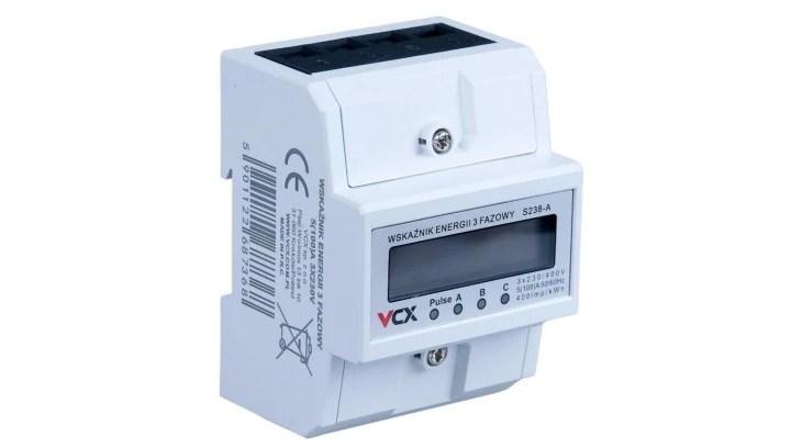 VCX Miernik energii elektrycznej S-238-A 3-fazowy 230V, 100A z funkcją resetu