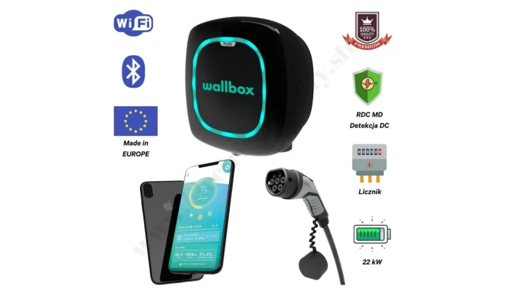 EVSE Stacja ładowania Wallbox Pulsar Plus 22kW Typu2 7m