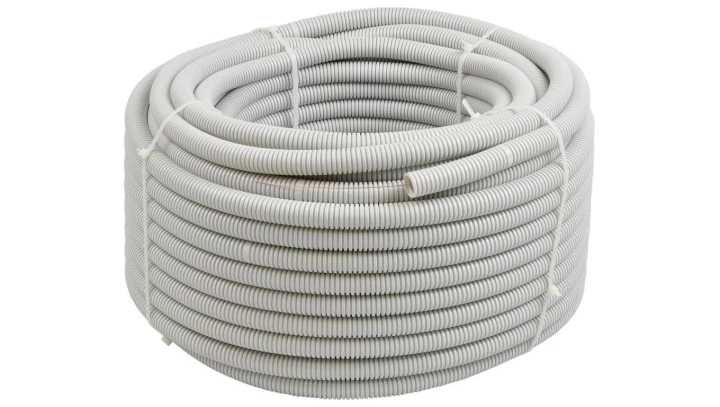 Rura karbowana elektroinstalacyjna 25/18,2mm giętka peszel z pilotem 750N bezhalogenowa, szara 100m TUBIFOR