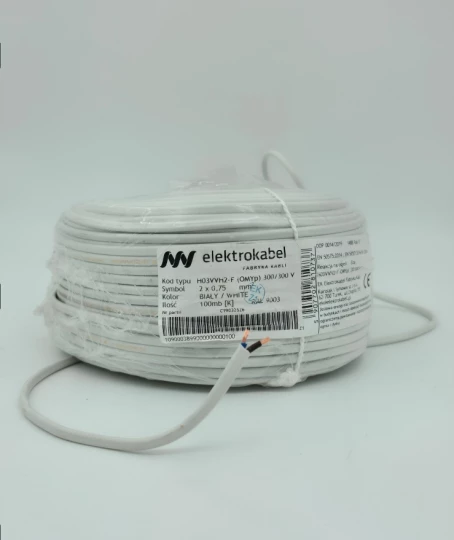 Przewód linka płaski H03VVH2-F (OMYp) 2x0,75 biały /100m/