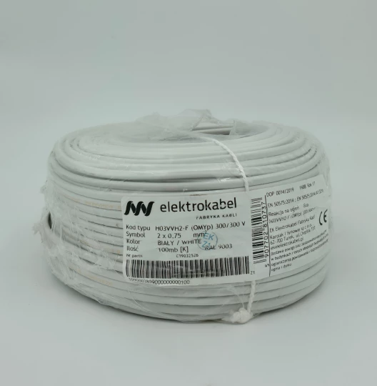 Przewód linka płaski H03VVH2-F (OMYp) 2x0,75 biały /100m/