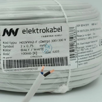 Przewód linka płaski H03VVH2-F (OMYp) 2x0,75 biały /100m/