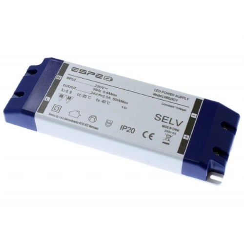 Zasilacz impulsowy LED 60W 24VDC 2,5A 220÷240VAC IP20 OUT 1 LN6024CV