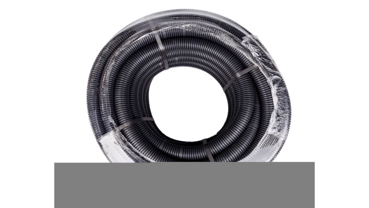 Rura karbowana elektroinstalacyjna RKGS 40/32,4mm giętka samogasnąca peszel z pilotem 750N PVC UV czarna 25m Tubifor