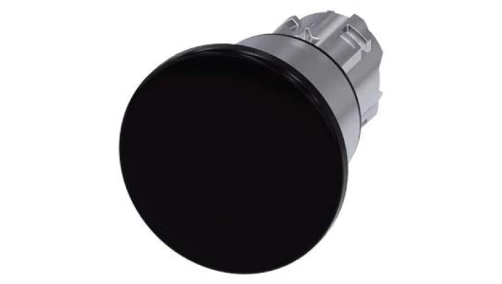 Przycisk grzybkowy, 22 mm, okrągły, metal, błyszczący, czarny, 40 mm, bez samopowrotu, 3SU1050-1BA10-0AA0