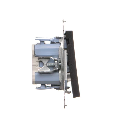 Simon 55 Przycisk podwójny zwierny bez pikt. – osobne podśw. dla klawiszy (moduł) 10 AX, szybkozłącza Czarny mat TP2L2.01/149