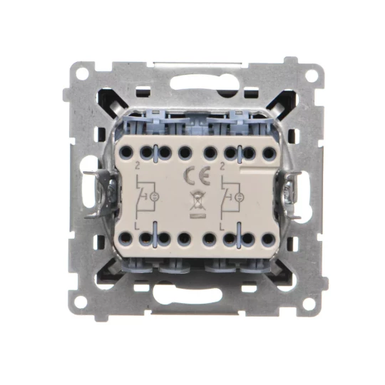 Simon 55 Przycisk podwójny zwierny bez pikt. – osobne podśw. dla klawiszy (moduł) 10 AX, szybkozłącza Czarny mat TP2L2.01/149