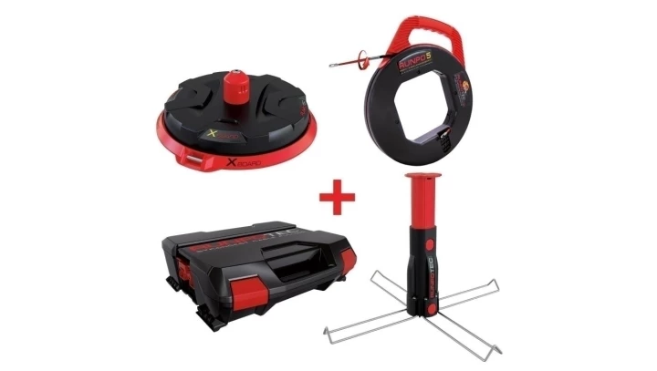 Zestaw spirala RUNPO w kasecie 30m + rozwijak kablowy XB300 + trzpień wielofunkcyjny + walizka systemowa 10171