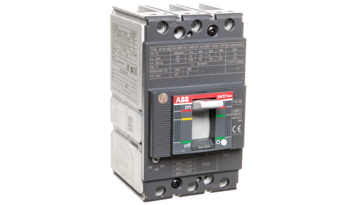 Wyłącznik mocy 3P 63A 18kA XT1B 160 z wyzwalaczem TMD 63-630 3p F F 1SDA066805R1