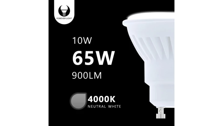 Żarówka LED GU10 10W 230V 4500K 900lm ceramiczna Forever Light RTV003475
