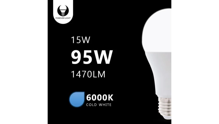 Żarówka LED E27 A65 15W 230V 6000K 1470lm Forever Light RTV003463