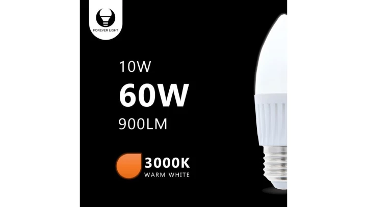 Żarówka LED E27 C37 10W 230V 3000K 900lm ceramiczna Forever Light RTV003464
