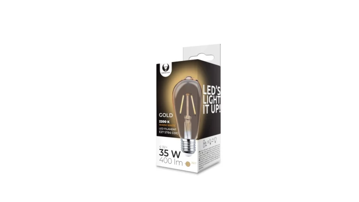 Żarówka LED Filament E27 ST64 4W 230V 2200K 400lm COG złota Forever Light