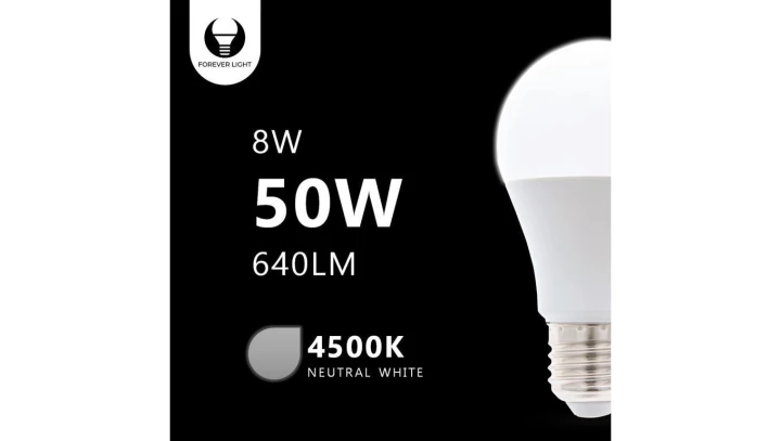 Żarówka LED E27 A60 8W 230V 4500K 640lm Forever Light RTV003459