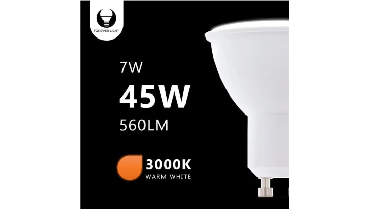 Żarówka LED GU10 7W 230V 3000K 560lm 38 Forever Light