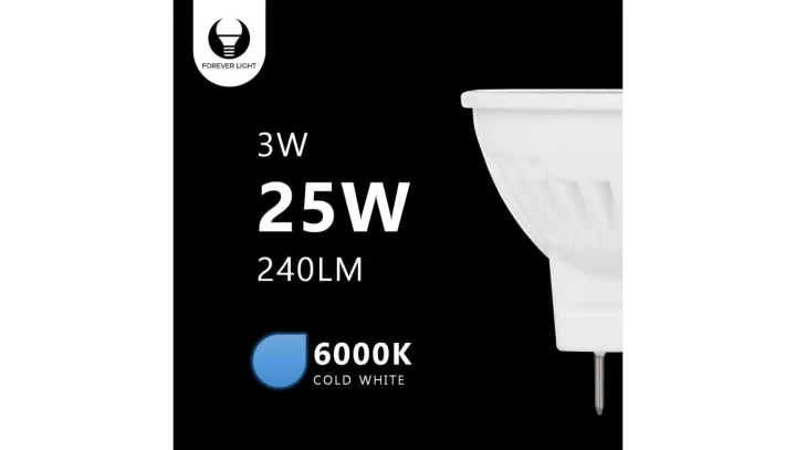 Żarówka LED G4 MR11 3W 12V 6000K 240lm Ceramiczna Forever Light