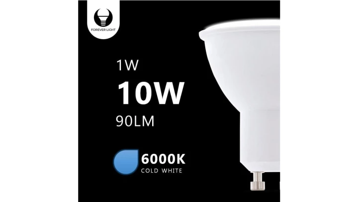 Żarówka LED GU10 1W 230V 6000K 90lm Forever Light RTV003479