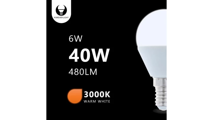 Żarówka LED E14 G45 6W 3000K 480lm Forever Light RTV003452