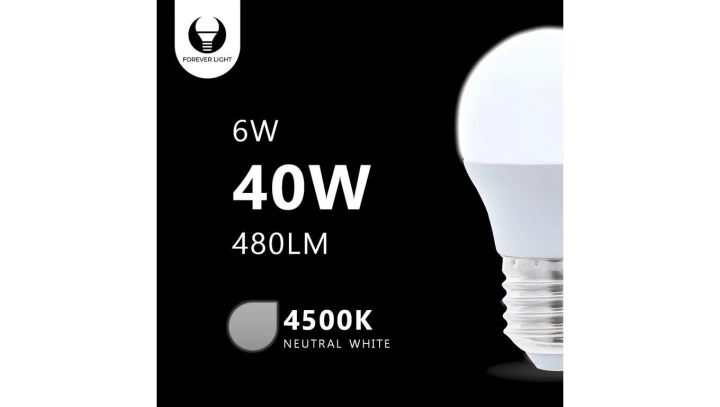 Żarówka LED E27 G45 6W 4500K 480lm Forever Light RTV003473