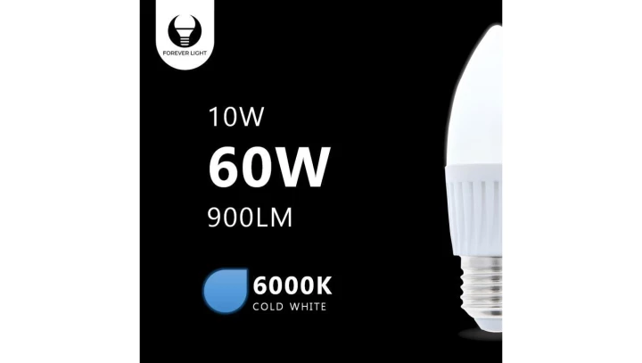 Żarówka LED E27 C37 10W 230V 6000K 900lm ceramiczna Forever Light RTV003466
