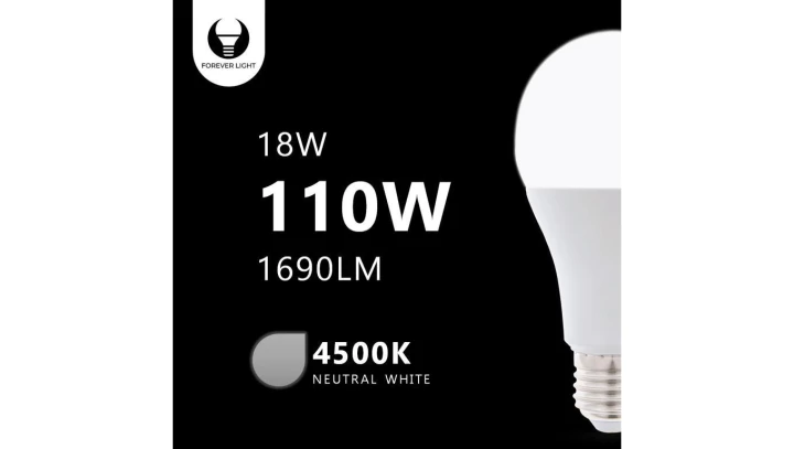 Żarówka LED E27 A65 18W 230V 4500K 1690lm Forever Light RTV003429