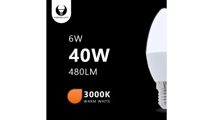 Żarówka LED E14 C37 6W 230V 3000K 480lm Forever Light RTV003447