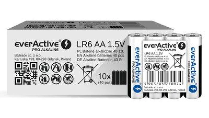 Bateria alkaliczna LR6 AA 1,5V everActive Pro Alkaline PUDEŁKO 40szt.