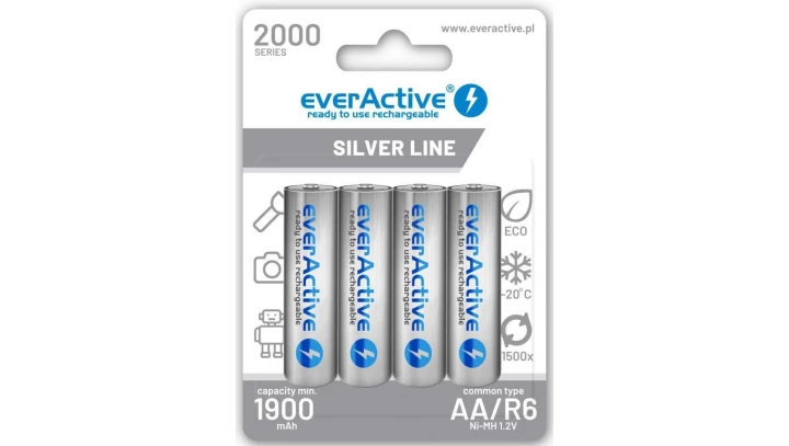 Akumulator Ni-MH R6 AA 2000mAh 1,2V Ready to Use ( R2U ) Silver Line everActive BLISTER 4szt.