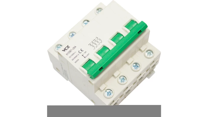 Wyłącznik nadmiarowoprądowy fotowoltaiczny 1000V DC, PV 6kA, C, 4-pola, 25A VCX XYDB7 4P DC C 25A