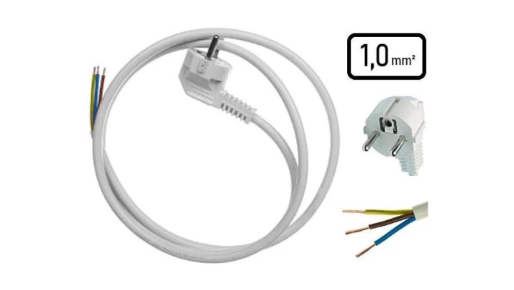 VIPlast Przewód OMY 3x1 3m z wtyczką kątową uni-schuko biały