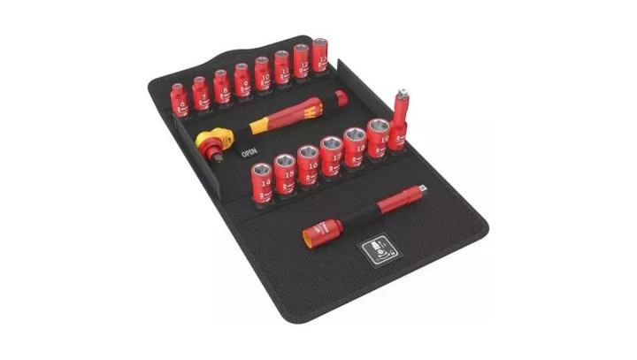 Zestaw z grzechotką Zyklop 3/8 z przełącznikiem zmiany kierunku pracy w zestawie metrycznym, 8100 SB VDE 1, 17 części 0500497000