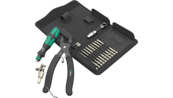 Zestaw warsztatowy narzędzi rowerowych wkrętaków wielofunkcyjnych z etui 20 elementów z uchwytem Rapidaptor z nitownicą i szczyp