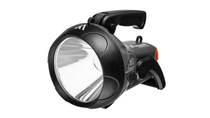 Latarka szperacz, Mactronic Vanguard JML, 1600 lm, ładowalna, światło czerwone, zestaw (akumulator, ładowarka 230V i 12V, pasek