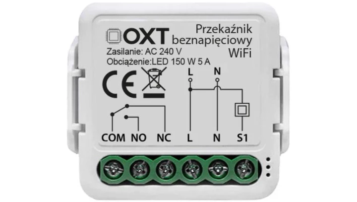 Moduł OXT mini przekaźnik beznapięciowy Wi-Fi TUYA 5A 230V SWT10