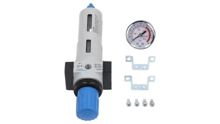 Zbiór ciśnieniowych zaworo-filtrów działających dla skali ciśnień od 1,5 do 12 albo od 0,5 do 8,5 bar z dostępnymi gwintami: G1/