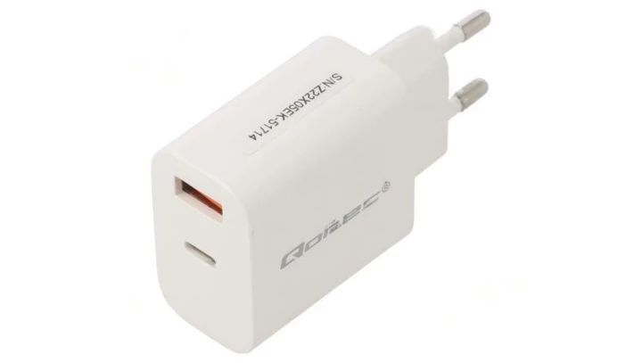 Qoltec Ładowarka sieciowa 18W 5-12V 1.5-3A USB typ C PD USB QC 3.0 Biała