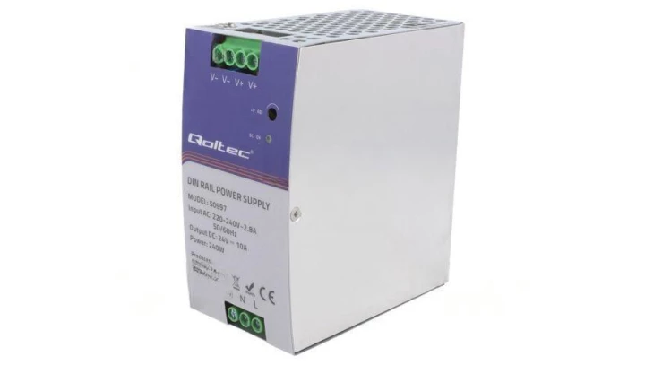Qoltec Przemysłowy zasilacz na szynę DIN 240W 24V 10A