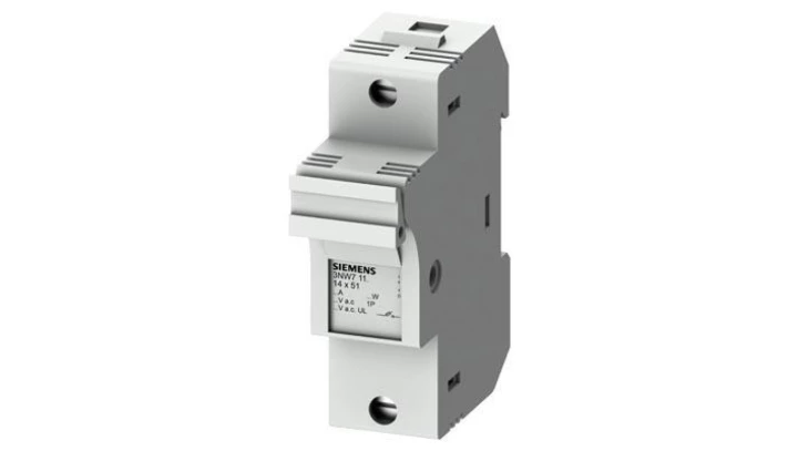 Podstawa bezpiecznikowa do wkładek cylindrycznych 14x51mm 50A 1-bieg. Na szynę DIN 3NW7111