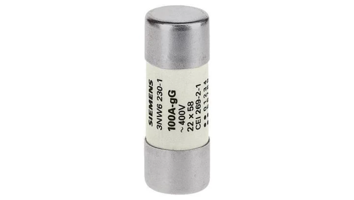 Wkładka bezpiecznikowa cylindryczna gG NFC 22x58mm 500V AC 100A bez wskaźnika 3NW6230-1