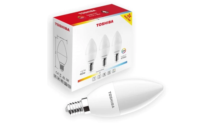 TOSHIBA LED N_3PACK C37 E14 4.7W 4000K 470lm/10szt./