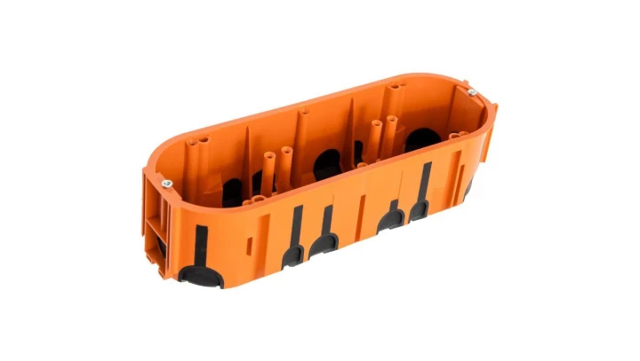 Puszka podtynkowa ProDuo potrójna, głęboka 60mm, fi68, łączeniowa, z wkrętami, wiatroszczelna , pomarańczowa, IP30 /A.0093/